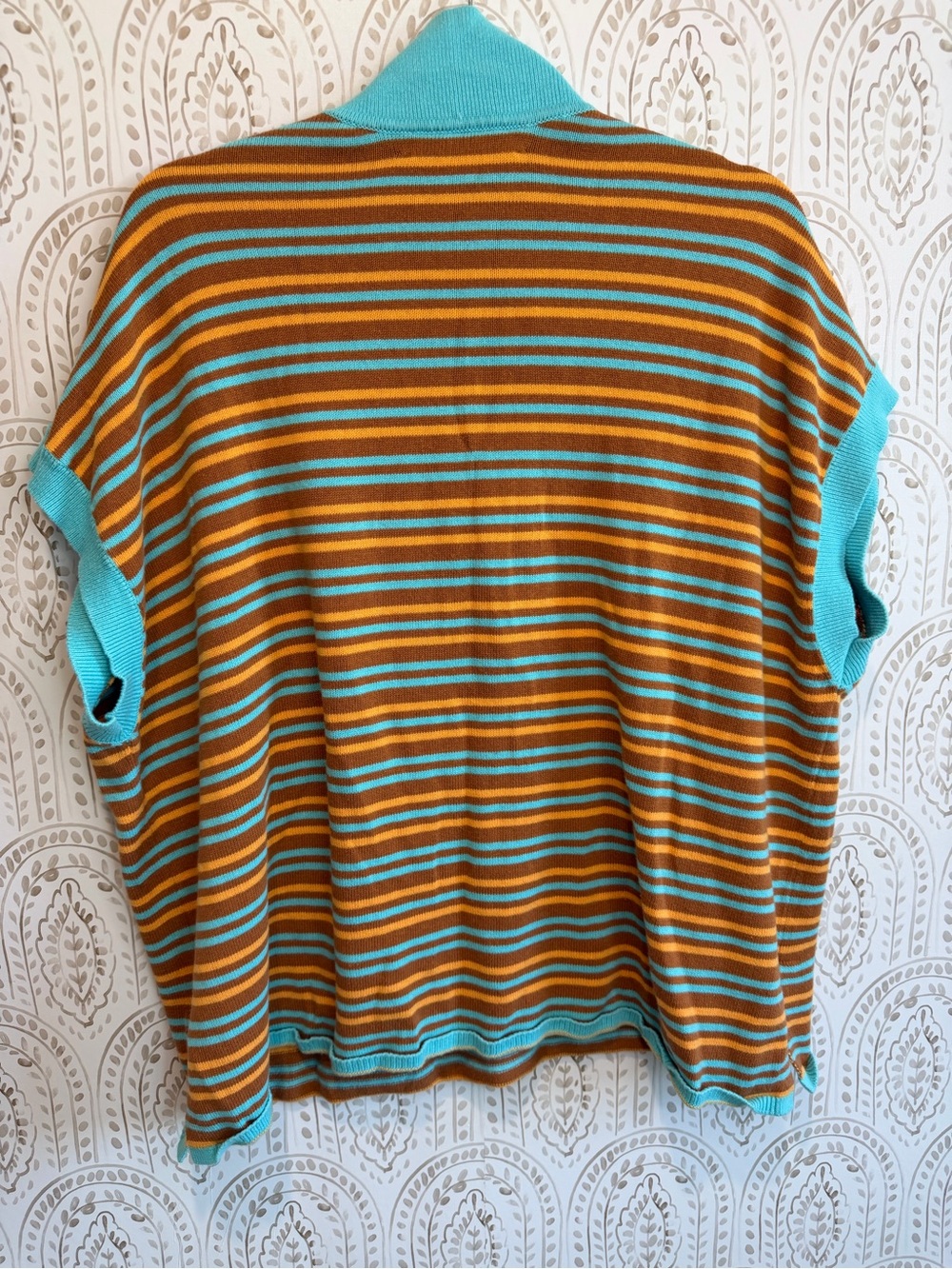 Free People Miller Sweater V Neck Top size Medium Striped 100% Cotton Blouse - Picture 9 of 9